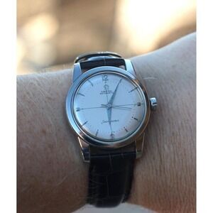 Vintage 1950's Omega Seamaster Automatic Watch - Silver Finish‎ Alligator Band